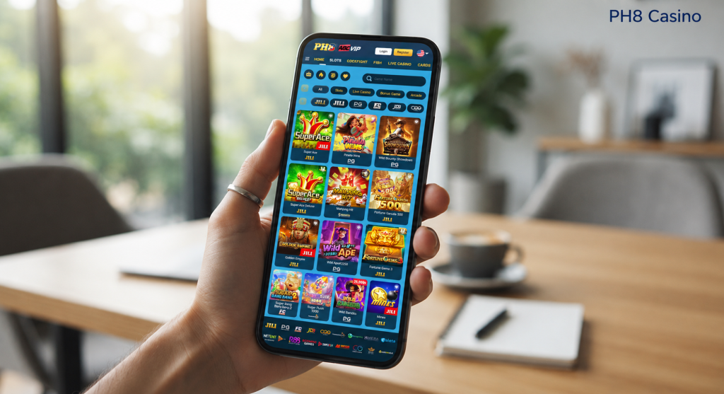 Smartphone with vibrant gaming app screen